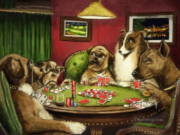 犬 Painting - ポーカーをする犬